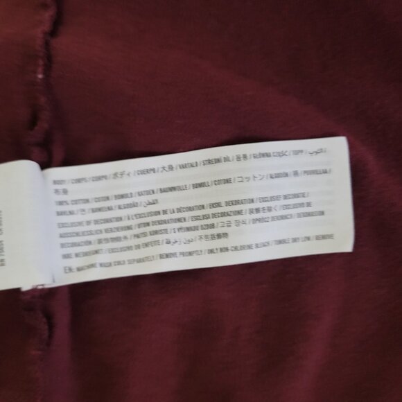 Abercrombie & Fitch Soft A&F Long Sleeve Crewneck Tee Mens Size M Burgundy Navy - Picture 9 of 9
